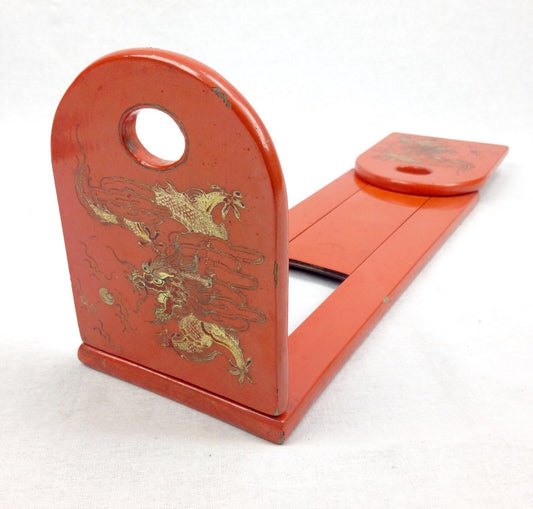 Antique Extending Book Shelf / Display Rack / Japanese Lacquered Dragon Design