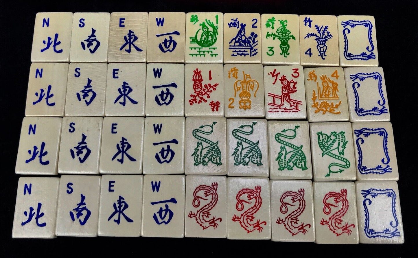 Vintage Wooden Mahjong Set In Original Box / Mah Jong Game / 20th Century