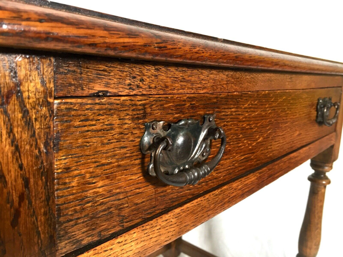 Antique Solid Oak Entrance Hall Table / Sideboard Unit / c.1900 / Edwardian