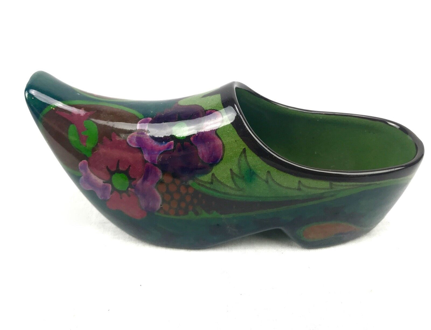 Gouda Pottery / Vase / Shoe / Clog / Art Deco / High Glaze / Green Blue / Rare