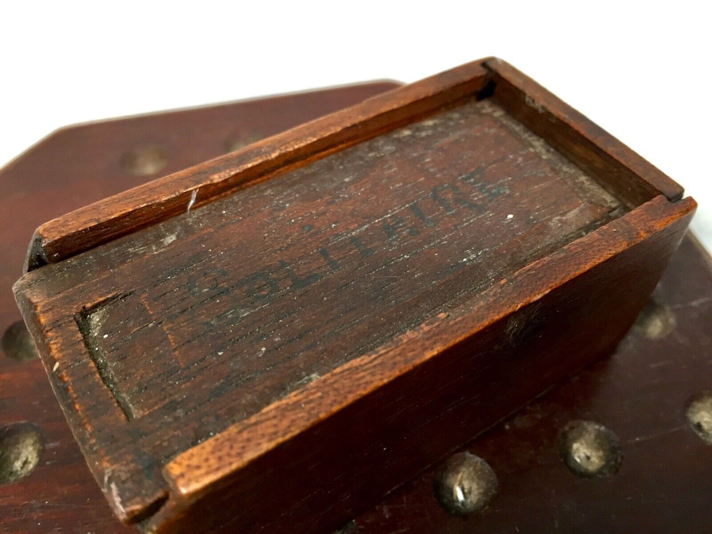 Antique Miniature Travel Solitaire Game / Boards & Balls / Wooden / Boxed