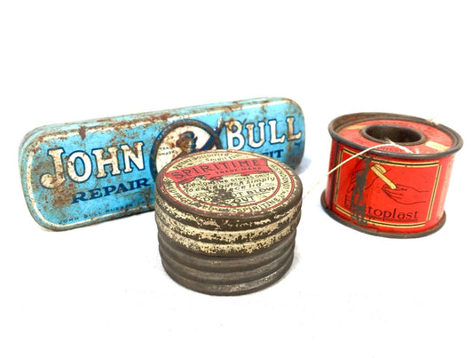 Antique Advertising Interest - Job Lot of Tins / John Bull Spirtine Elastoplast