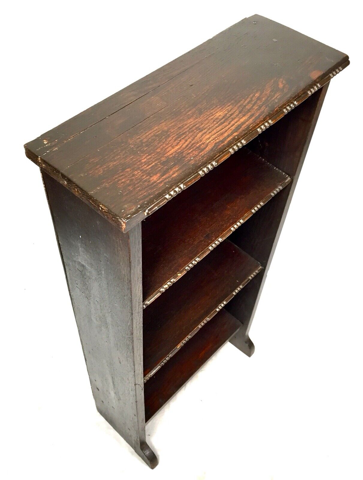 Antique Wooden Oak Bookcase Pair Book Shelf Display Rack / c.1900 Free Standing