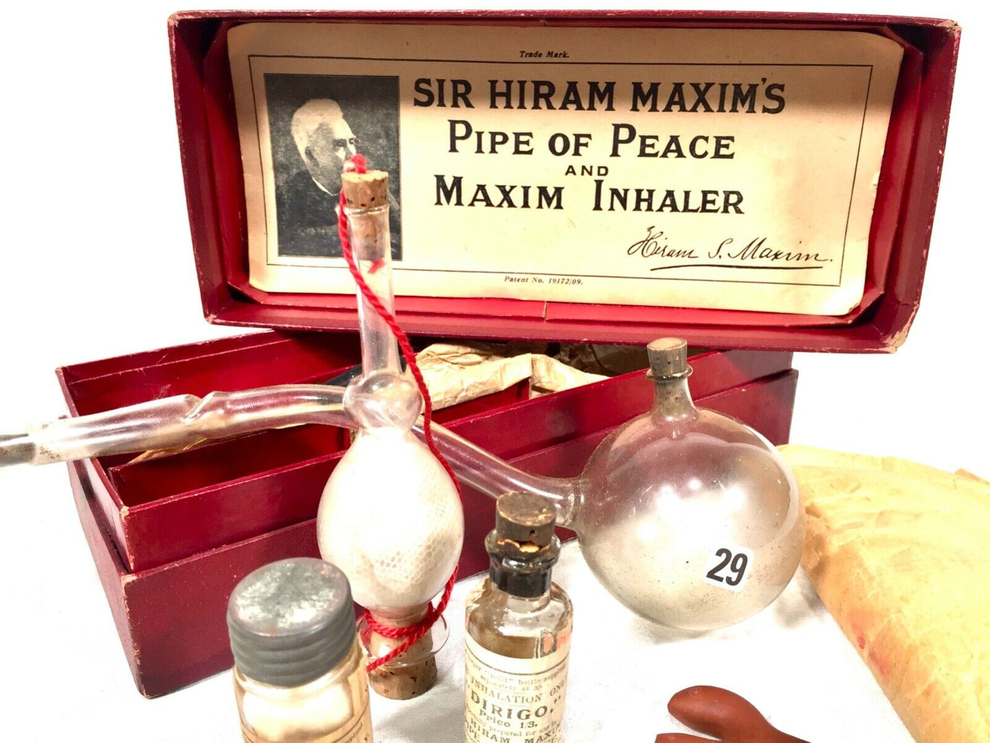Antique Apothecary Interest Sir Hiram Maxim's Pipe of Peace c1910 / Complete Box
