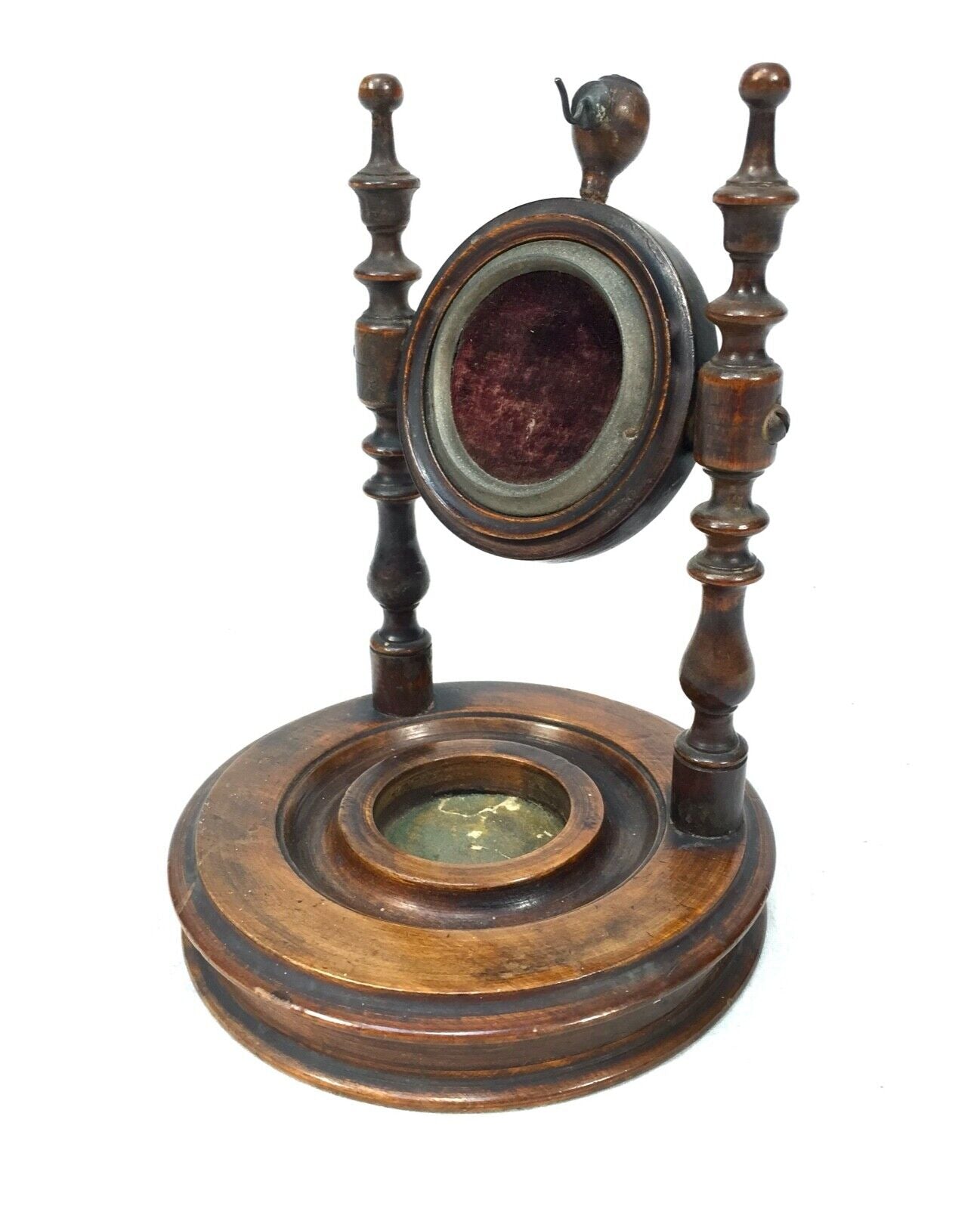 Victorian Wooden Mahogany Pocket Fob Watch Stand c.1850 / Antique / Carved