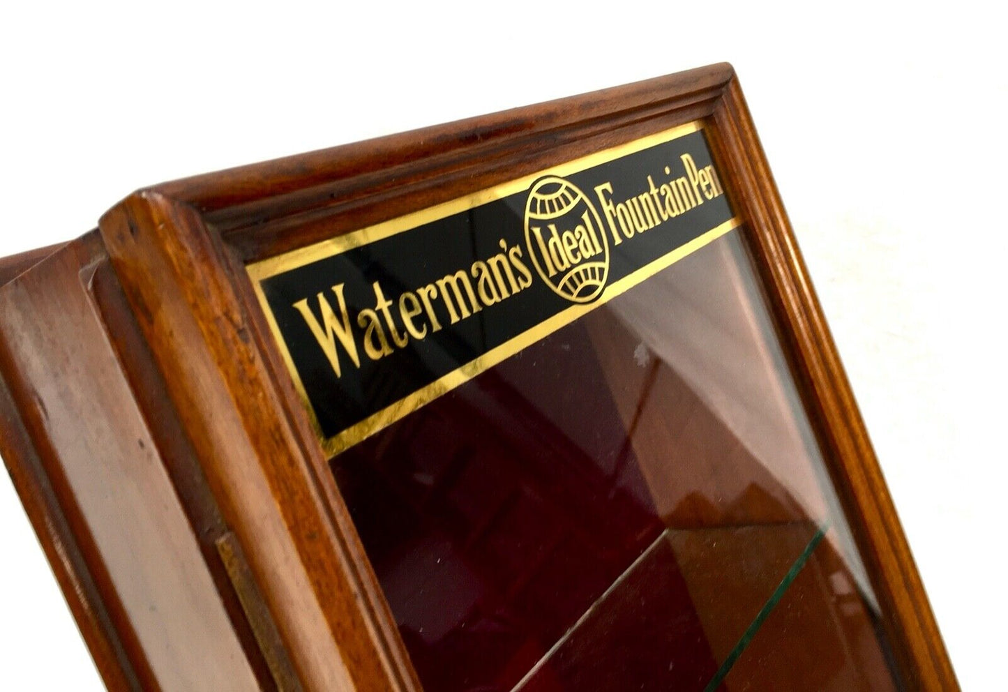 Antique Wooden Glazed Shop Display Counter Cabinet for Waterman's Fountain Pens