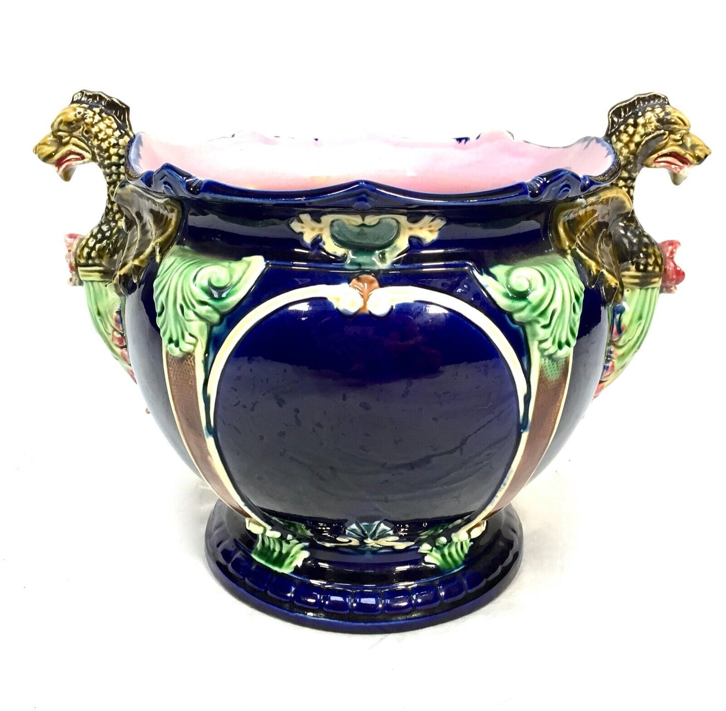 Antique Victorian Majolica Jardiniere - Double Dragon - Thomas Forester c.1890