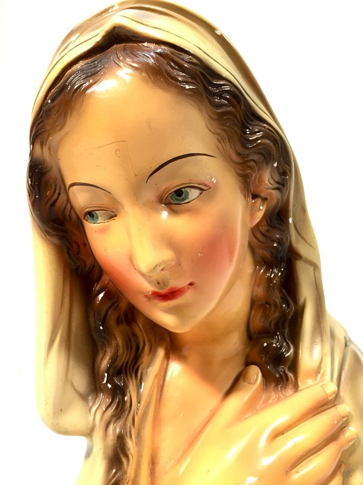 Antique Advertising - Plaster Religious Mannequin Bust / Church / Convent
