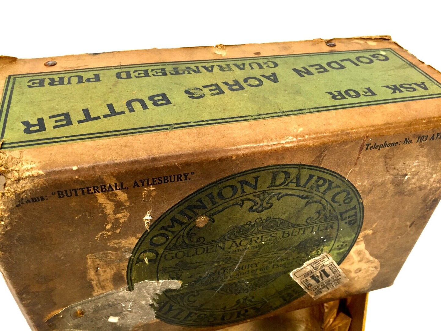 Antique Advertising - Golden Acres Butter Box Dominion Dairy Co Ltd Kitchenalia