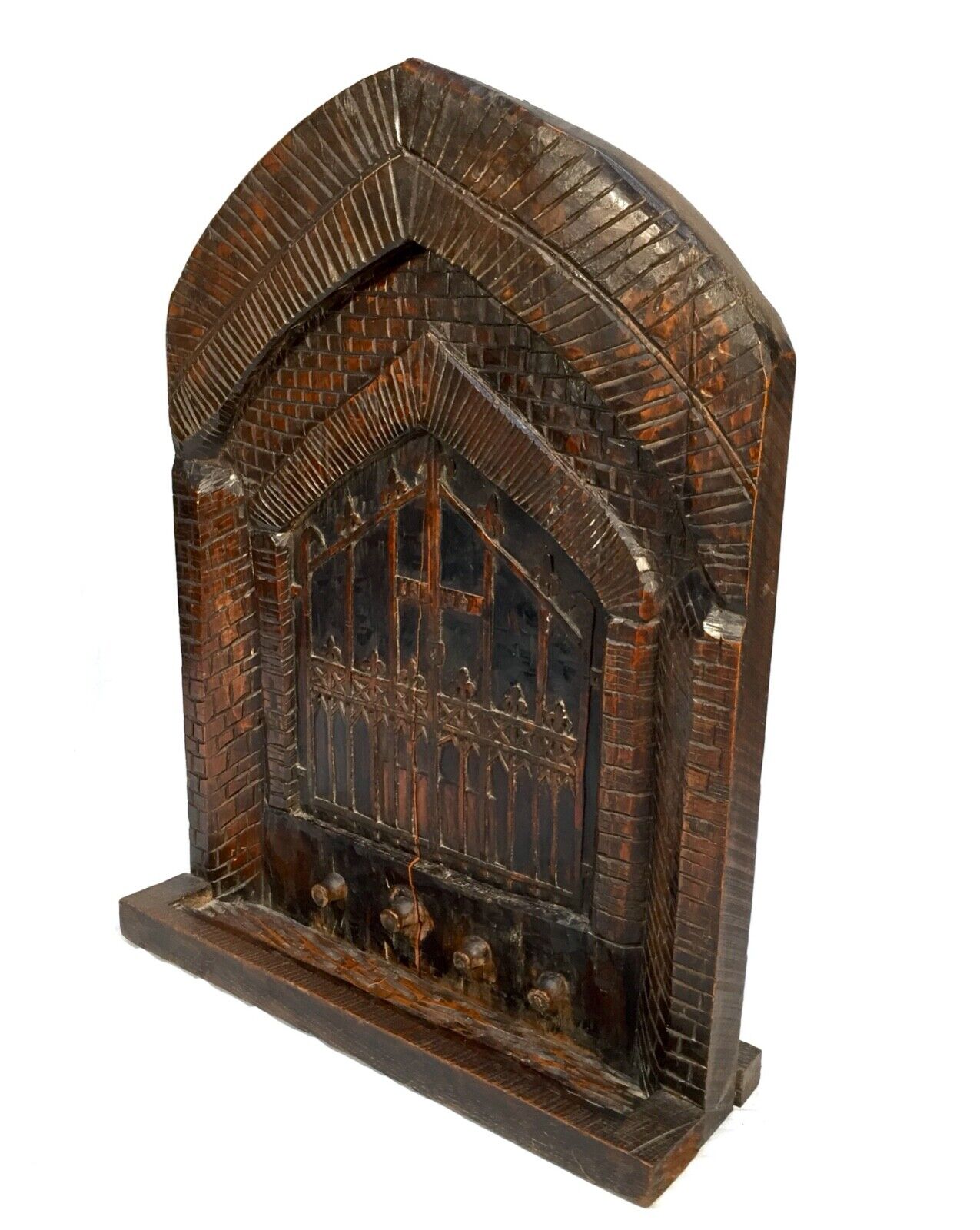 Antique Wooden Carved Fire Screen of Liskeard Pipe Well of St Martins c.1879