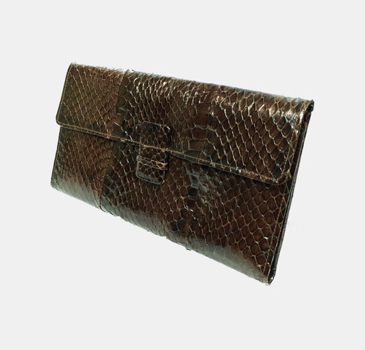 Vintage Leather Brown Snakeskin Travel Wallet / Purse / Ladies Bag Accessories