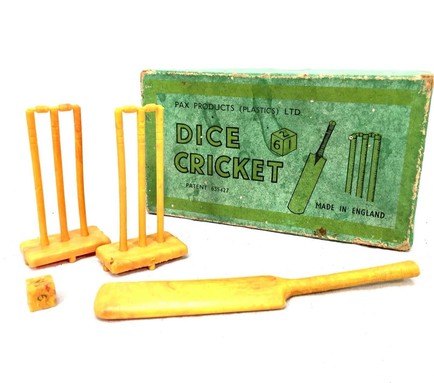 Vintage Tabletop Dice & Cricket Game in Original Box / Board Game / Antique Toy