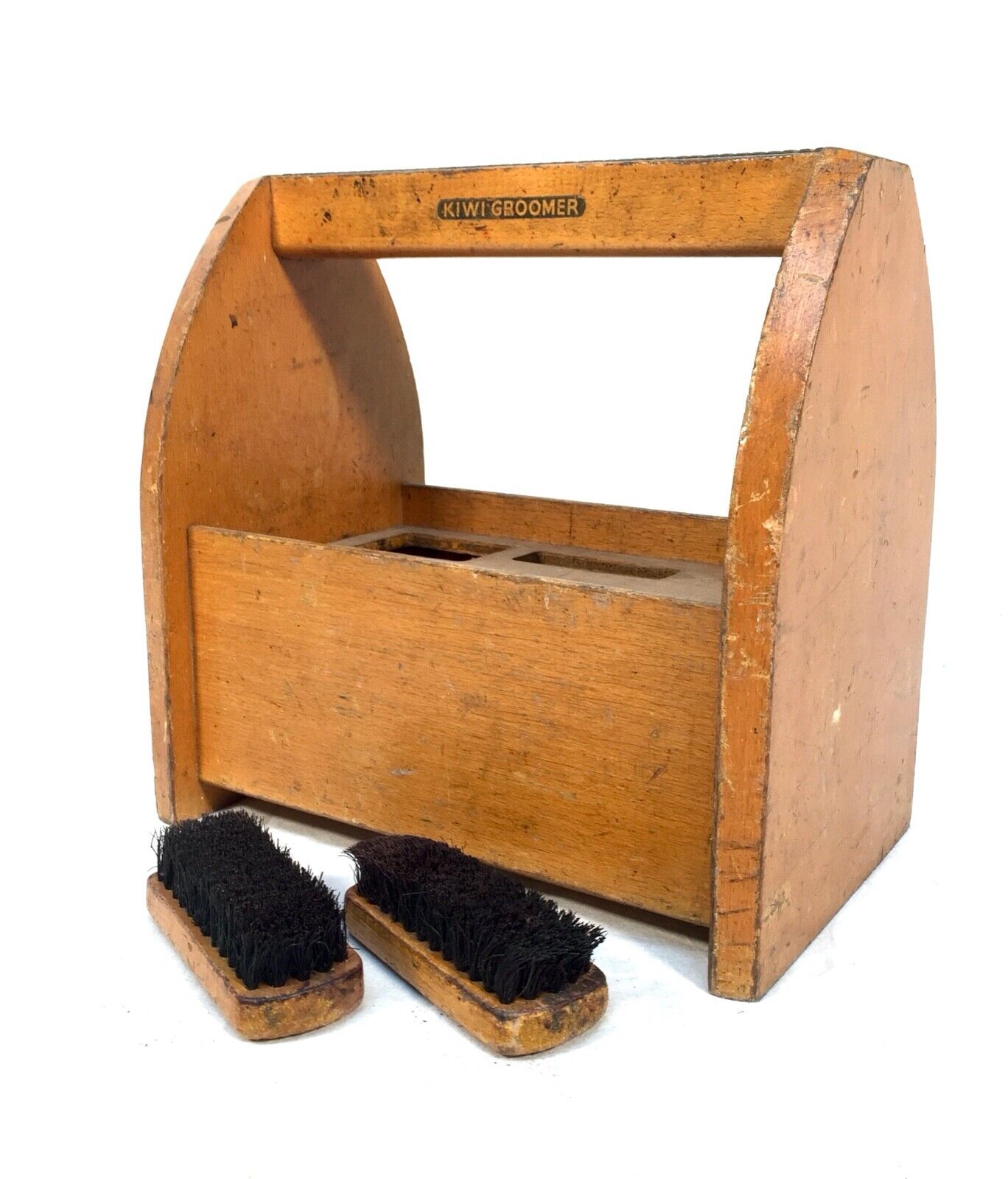 Antique Wooden Shoe Shine Box / Storage Rack / Unit by Kiwi & Brushes