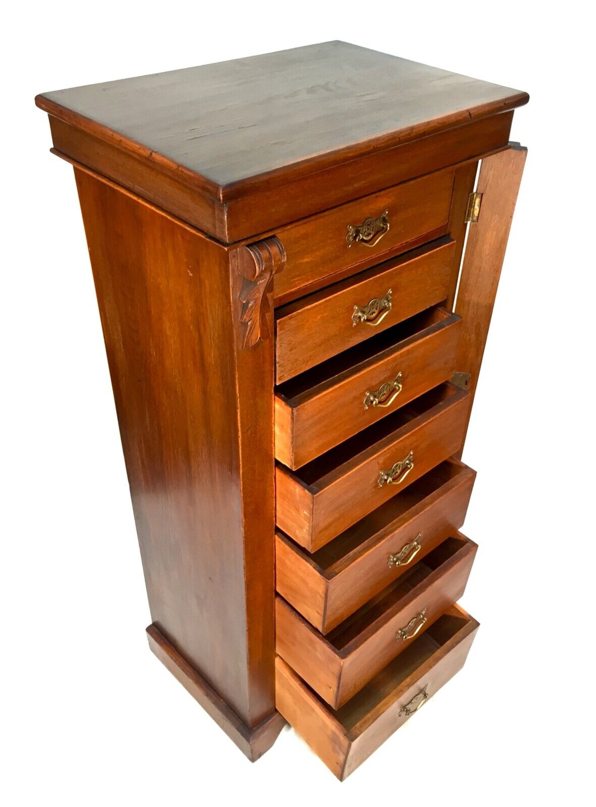 Antique Oak Edwardian Wooden Wellington Chest of Drawers / Large Filing Cabinet