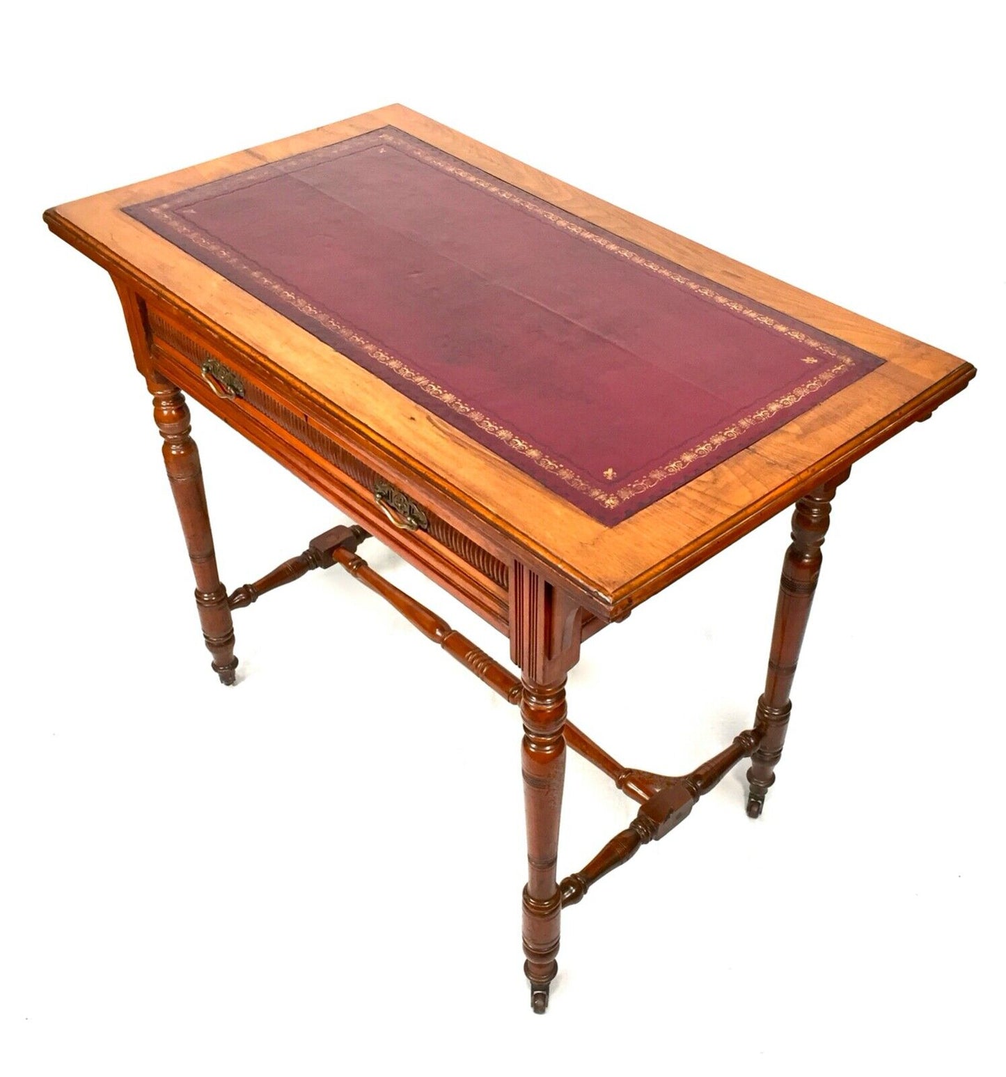 Antique Mahogany Writing Desk By James Shoolbred Red Leather Aesthetic Movement