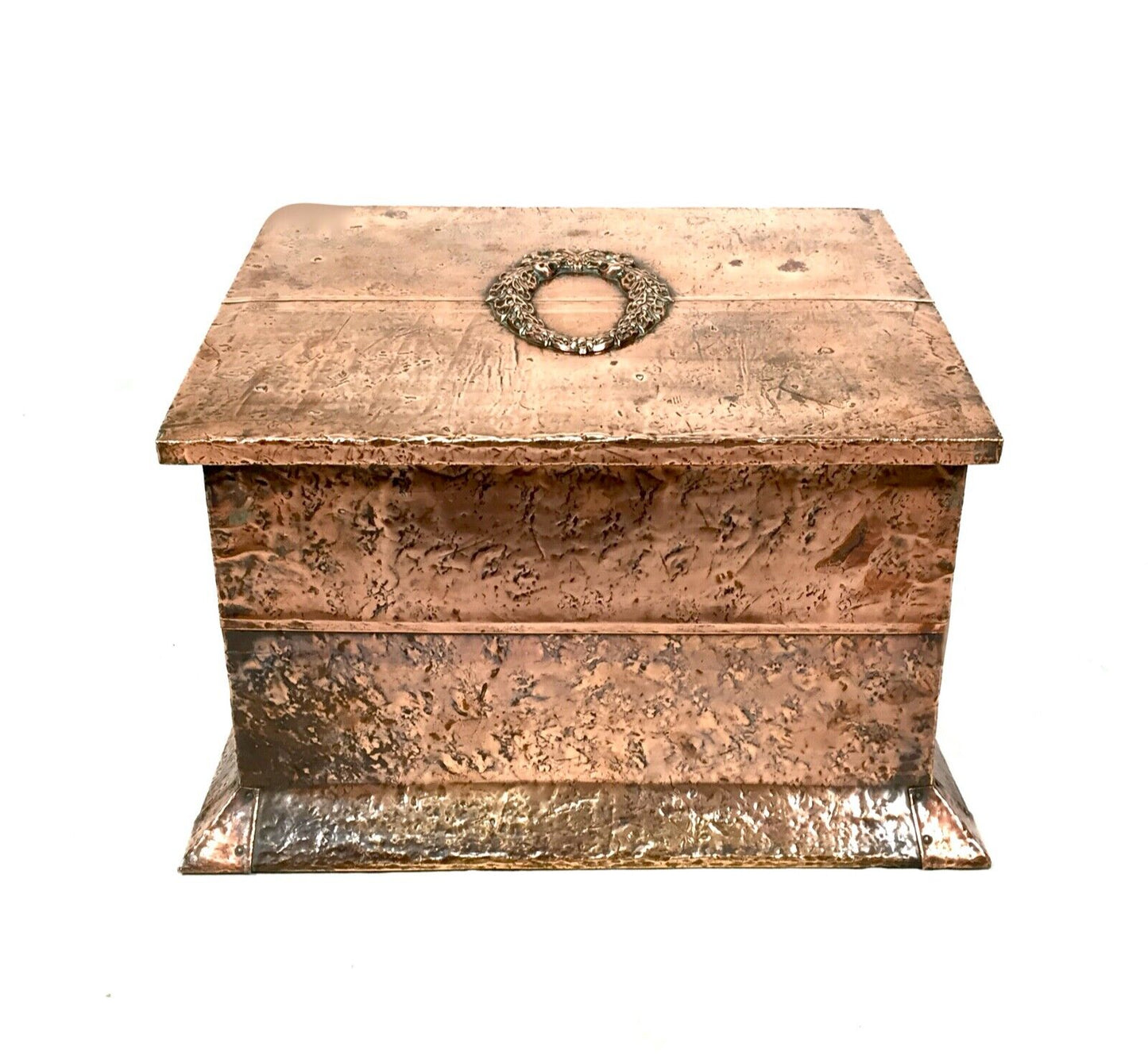 Antique Arts & Crafts Copper Coal Box / Scuttle / Log Wooden Burner Fire c.1900