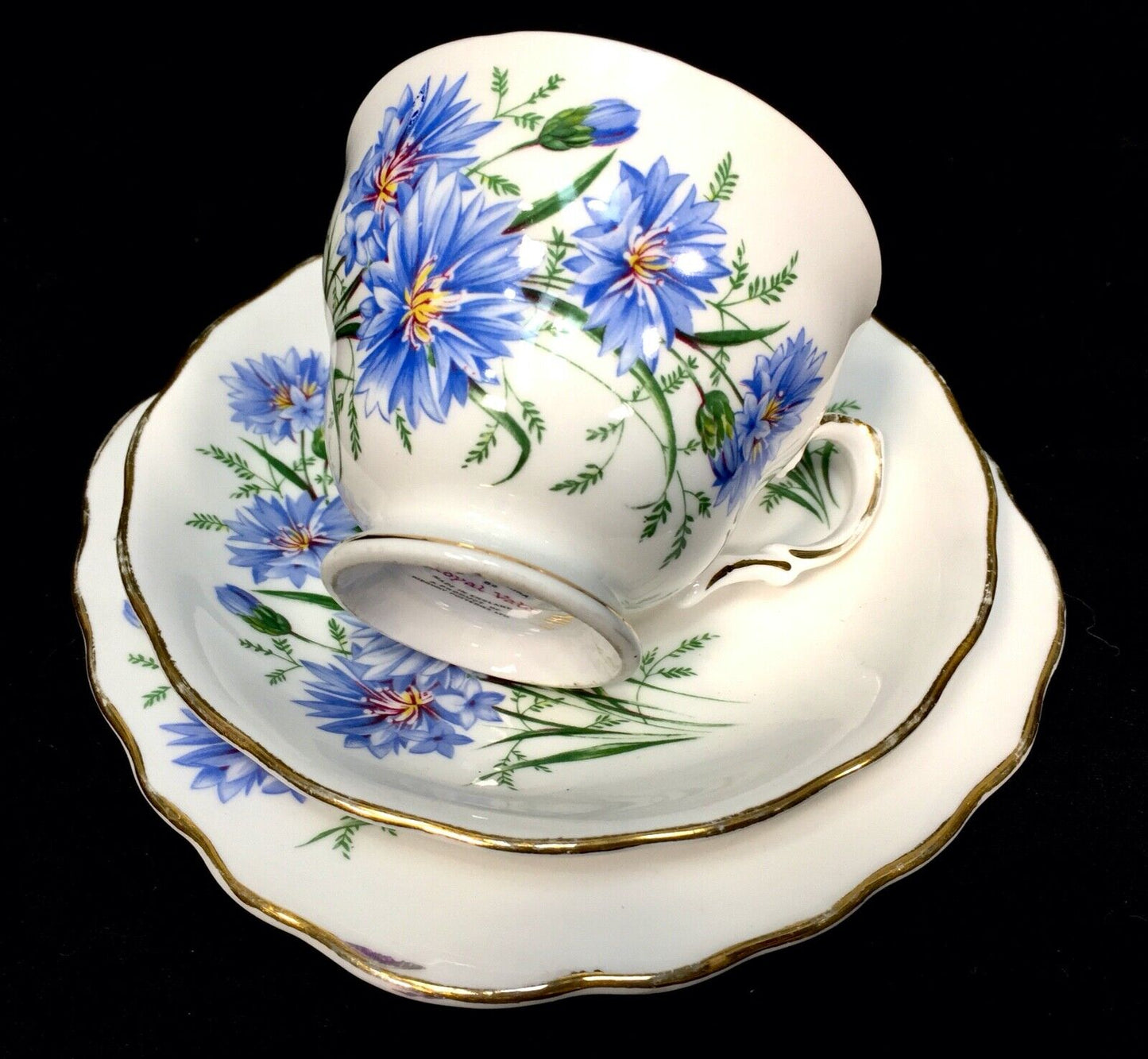 Royal Vale Cornflower Trio / Cup Saucer Side Plate / Vintage China / Spares