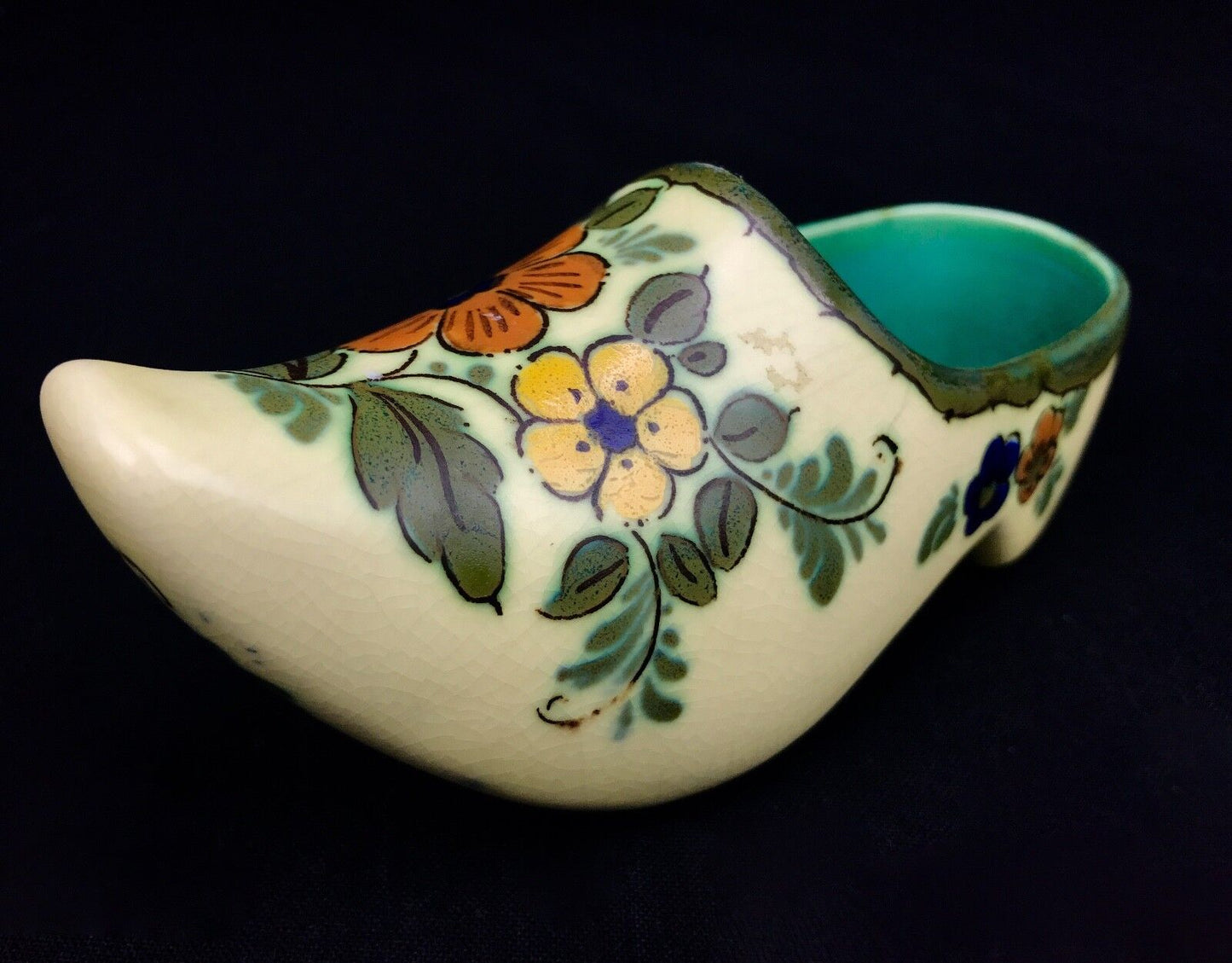 Gouda Pottery / Vase / Shoe / Bowl / Cream / Yellow / Orange / Cream 1950's