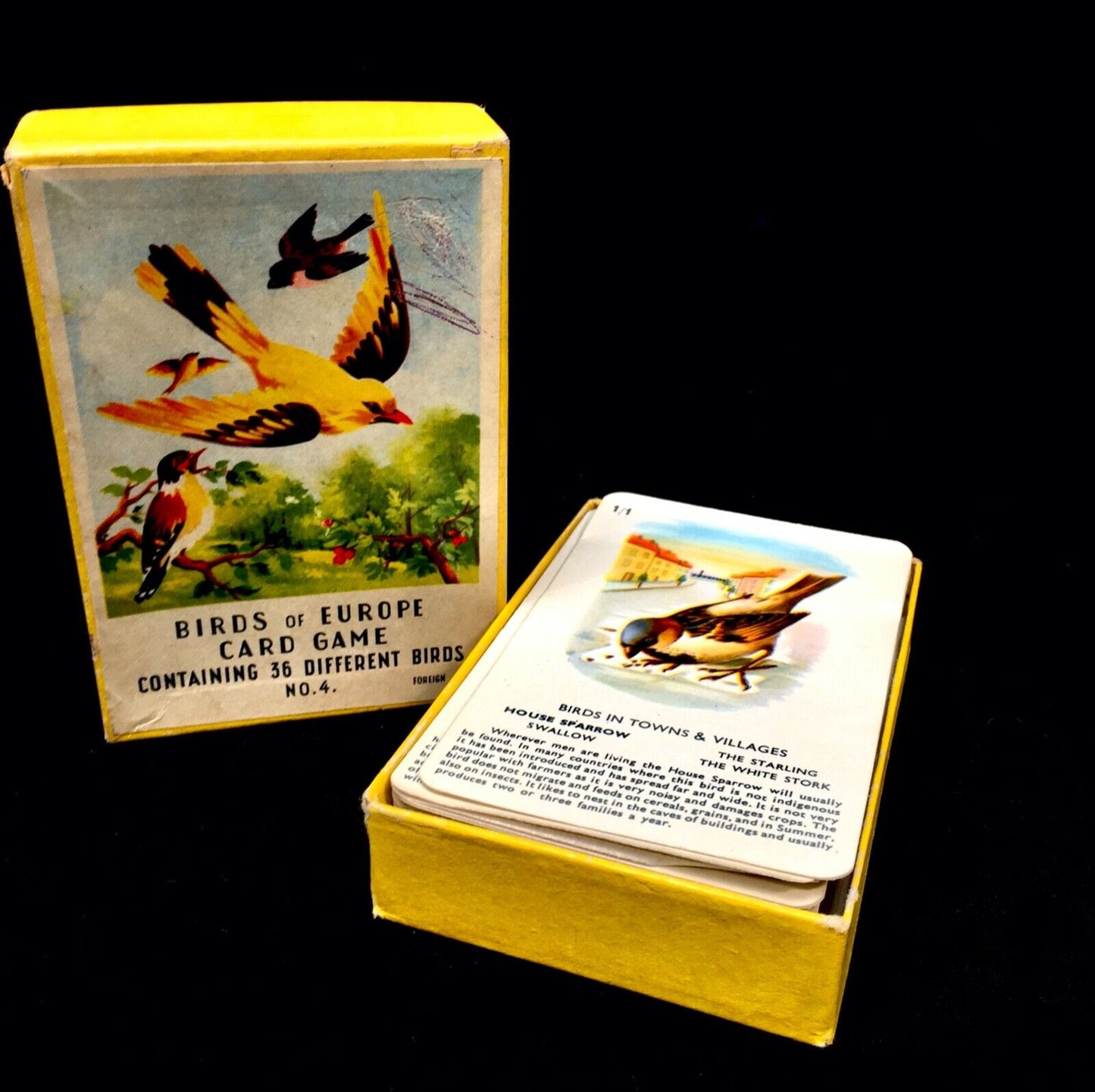 Vintage 1960s Birds of Europe No.4 Card Game in Box & Complete