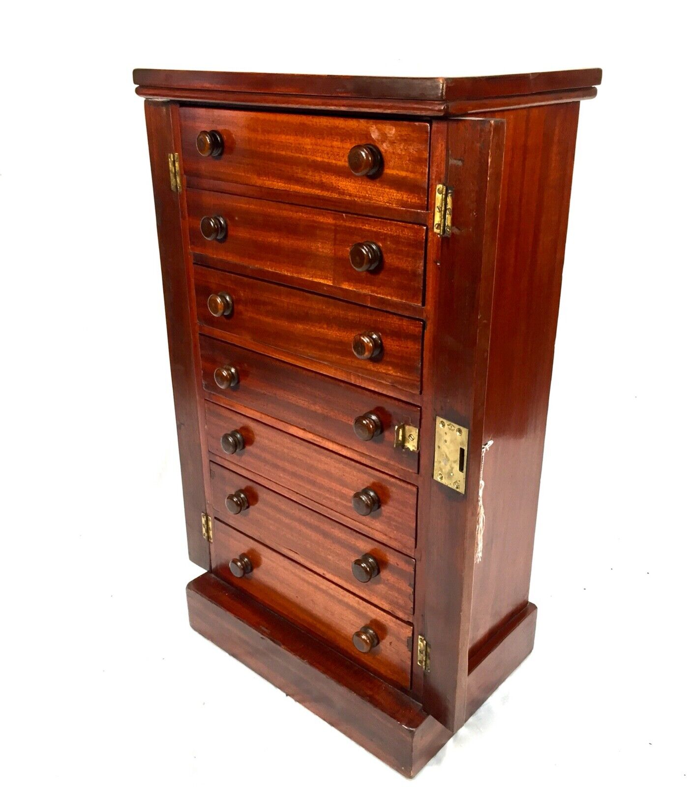 Antique Victorian Mahogany Tabletop Wellington Chest of Drawers / Filing Cabinet