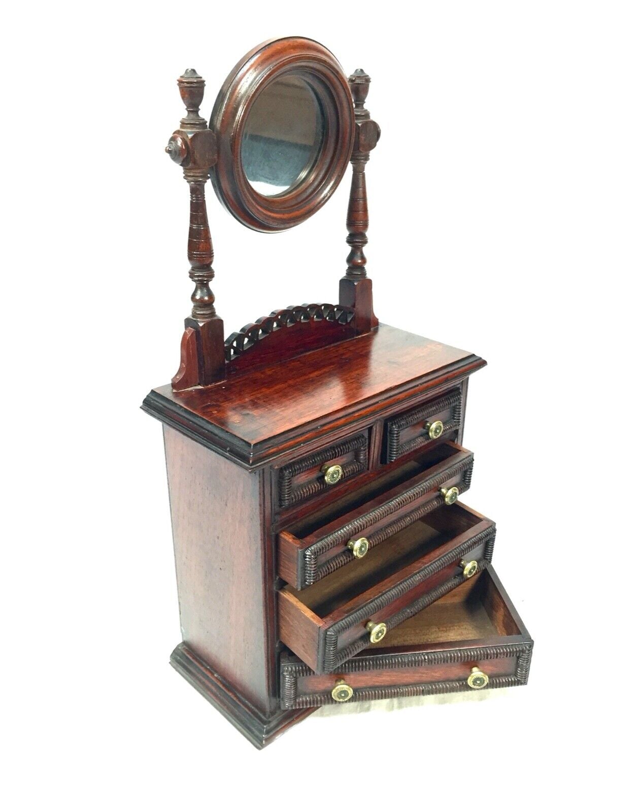 Antique Miniature 19th Century Wood Oak Dresser with Mirror Apprentice Furniture