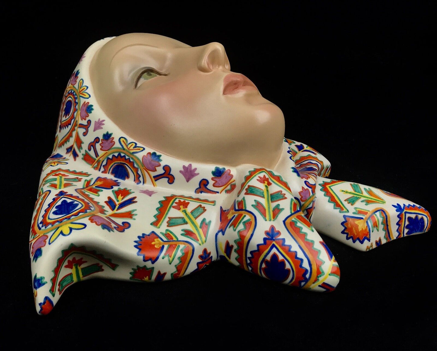 Art Deco Ceramic Mask By Helen Konig Scavini For Lenci Pottery / Italian Antique