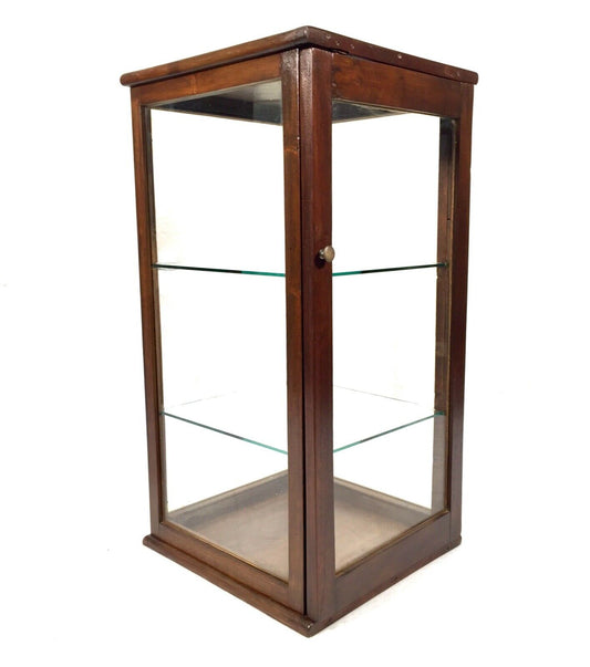 Antique 1920s Wooden & Glazed Tabletop Shop Display / Collectors Cabinet