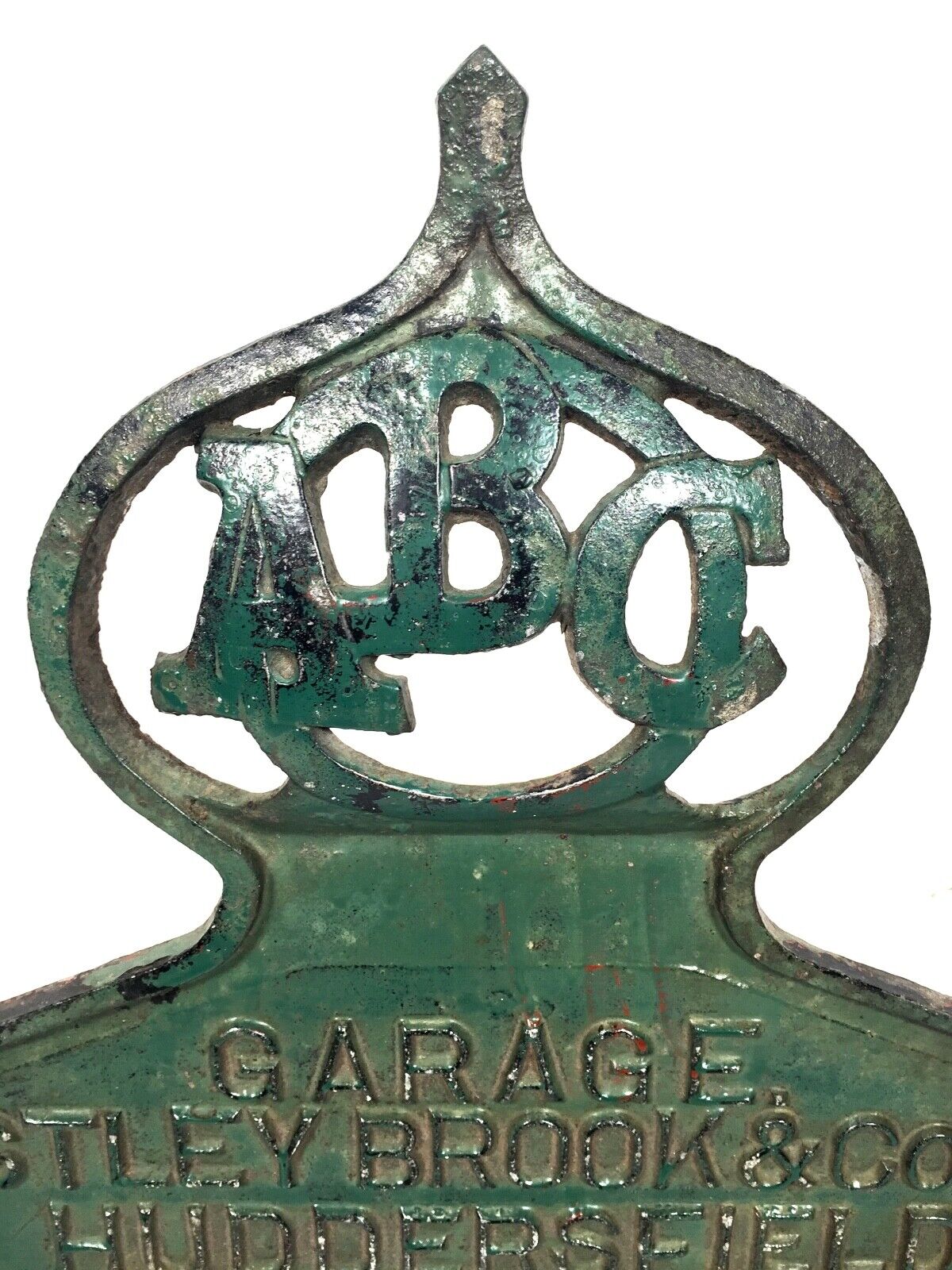Antique Advertising 1930s Painted Green Car Garage Sign for Astley, Brook & Co