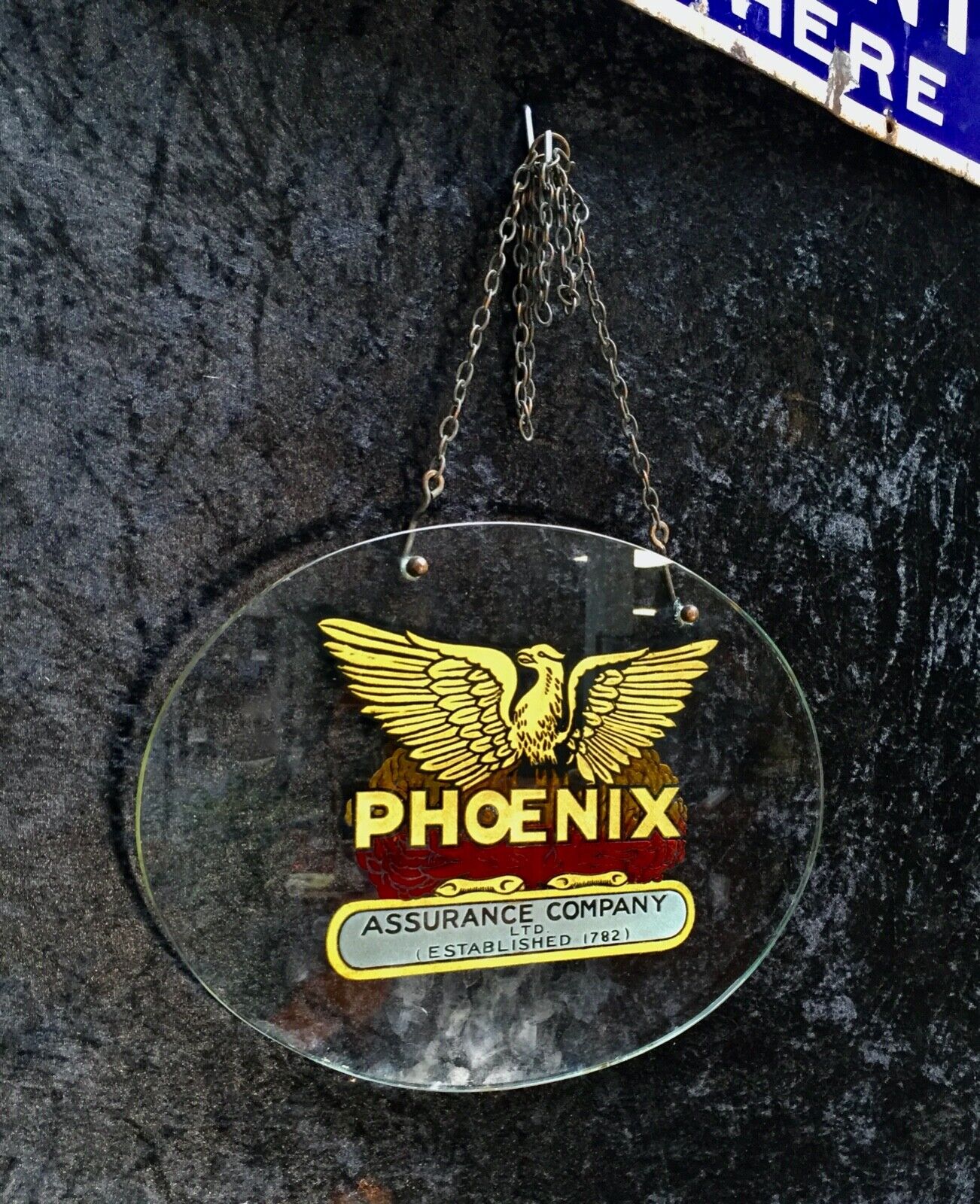 Antique Advertising - Vintage Glass Wall Sign for Phoenix Assurance Company ltd
