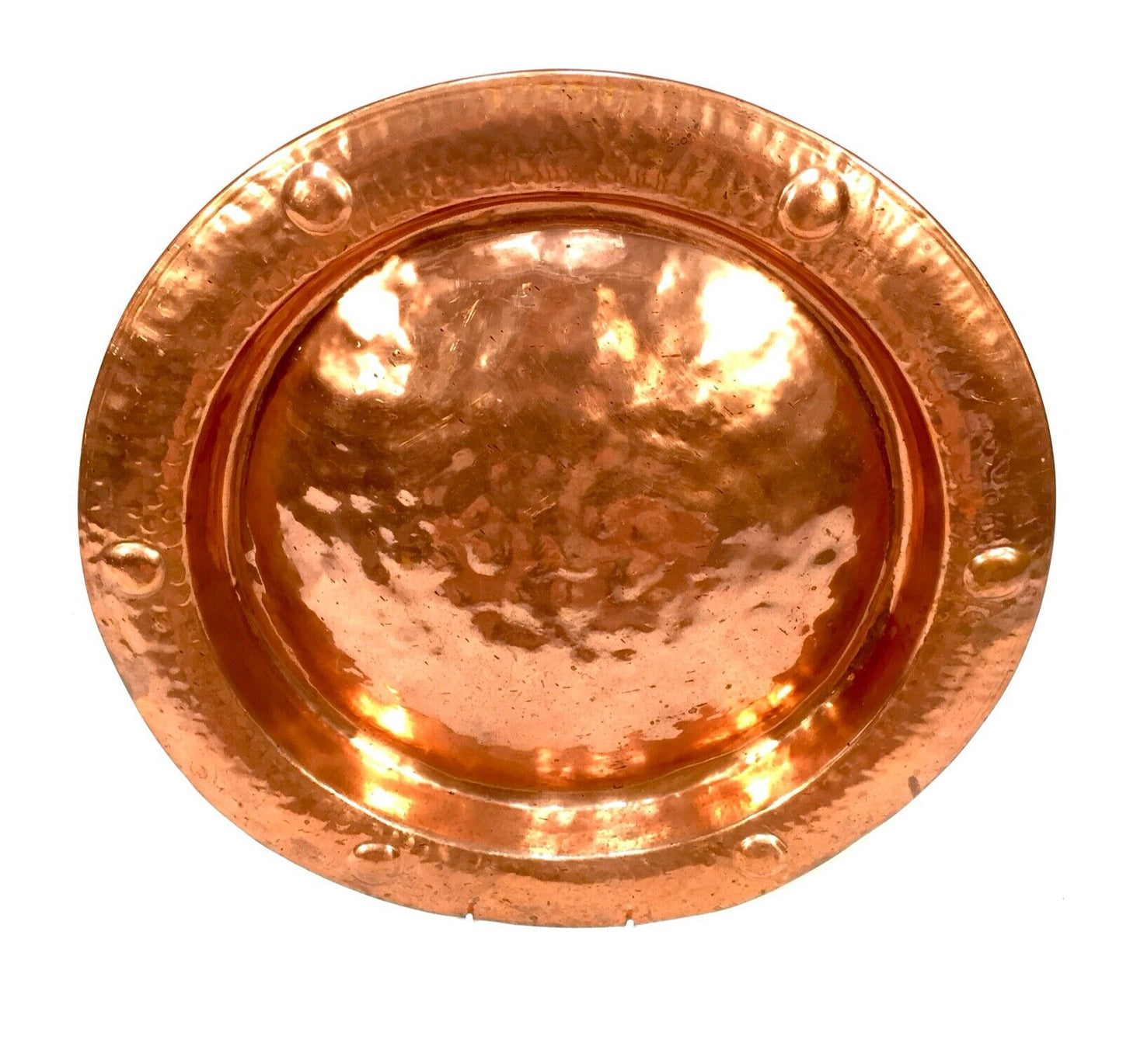 Antique Hammered Copper Charger / Bowl / Large / Arts & Crafts c.1900