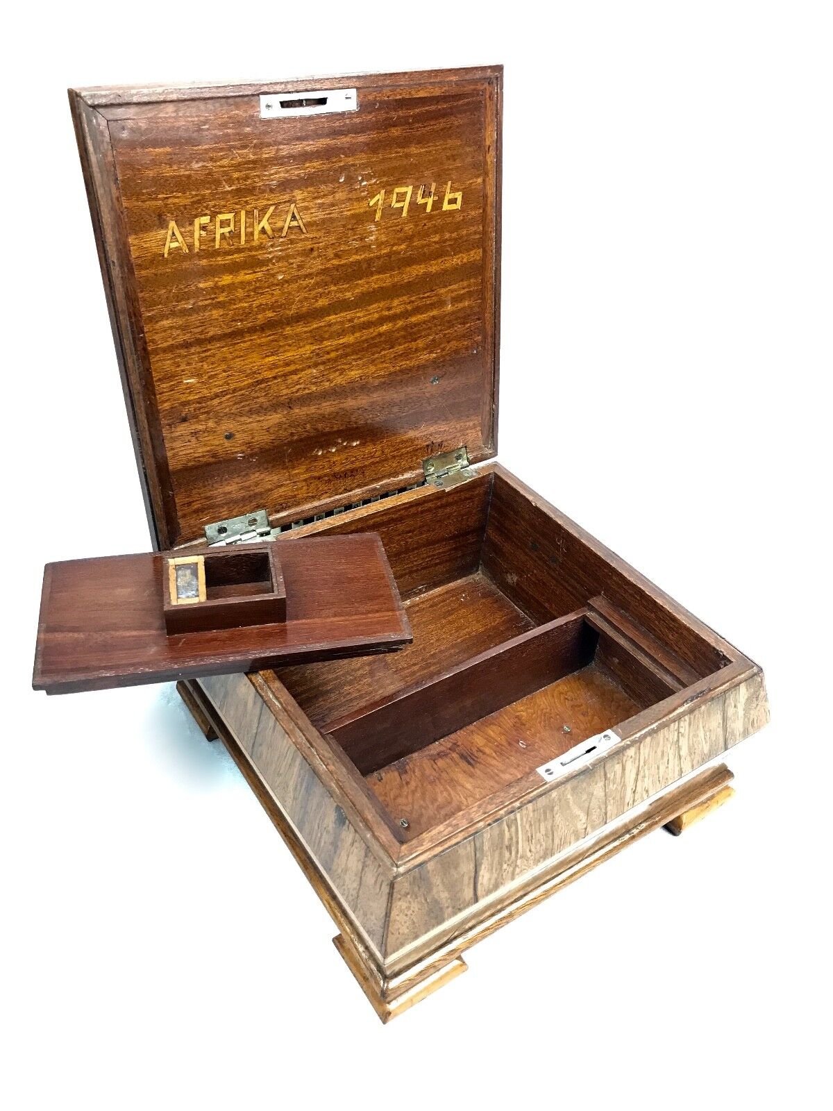 Antique Wooden Smokers Box / Afrika 1940's / Storage Chest / Vintage Cigarette