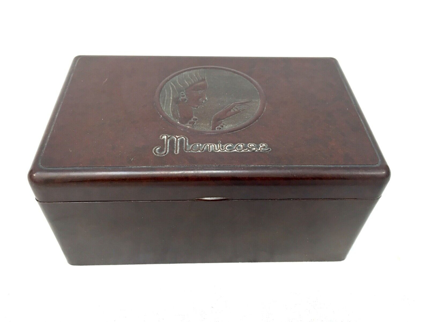 Antique Arty Deco Bakelite Ladies Manicure Set Box / Manicase by Manex Ltd c1930