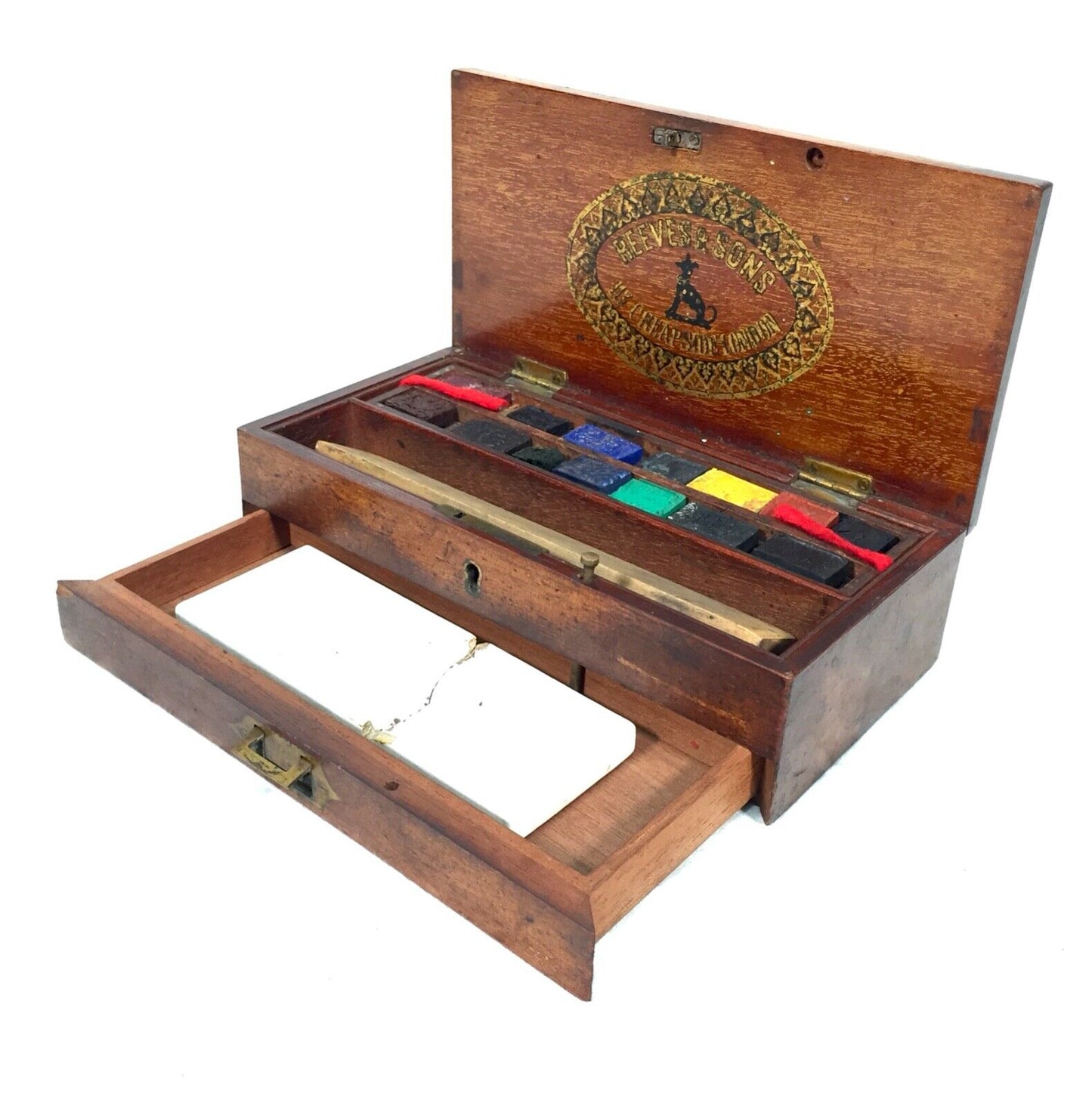 Antique Reeves & Sons Artists Watercolour Paint Box / c.1900 / Winsor & Newton