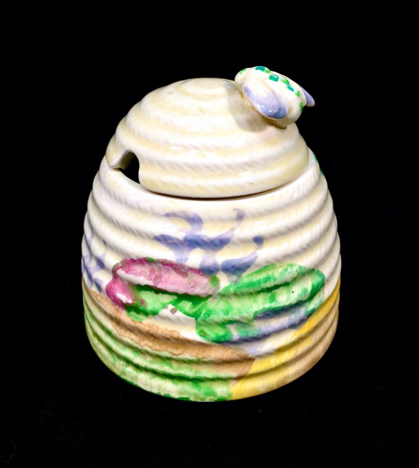 Clarice Cliff Viscaria Large Sized Beehive Honey Pot C.1934 / Art Deco Pottery