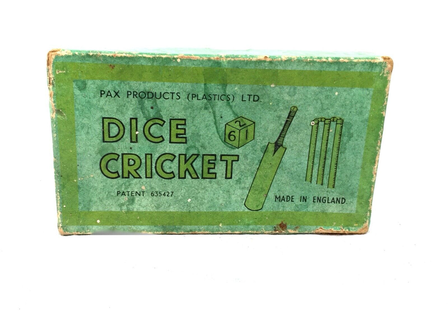 Vintage Tabletop Dice & Cricket Game in Original Box / Board Game / Antique Toy