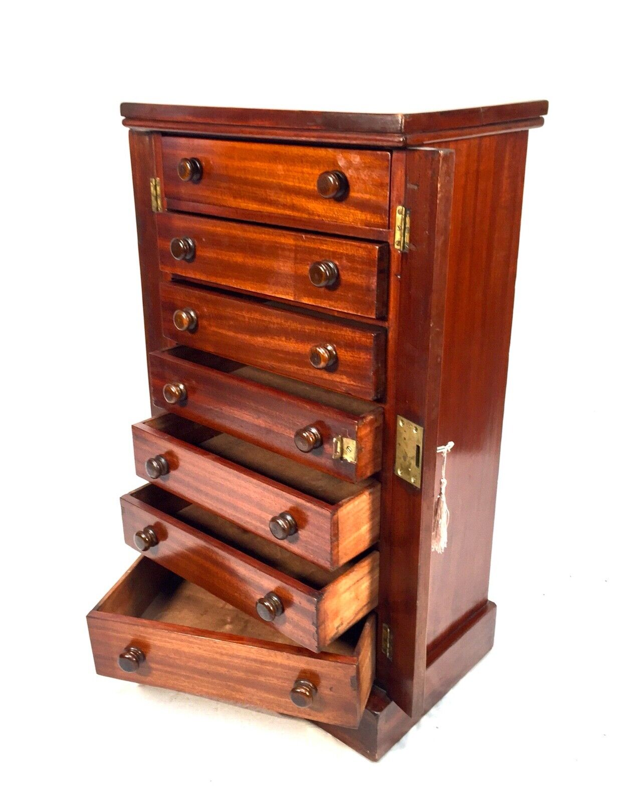 Antique Victorian Mahogany Tabletop Wellington Chest of Drawers / Filing Cabinet