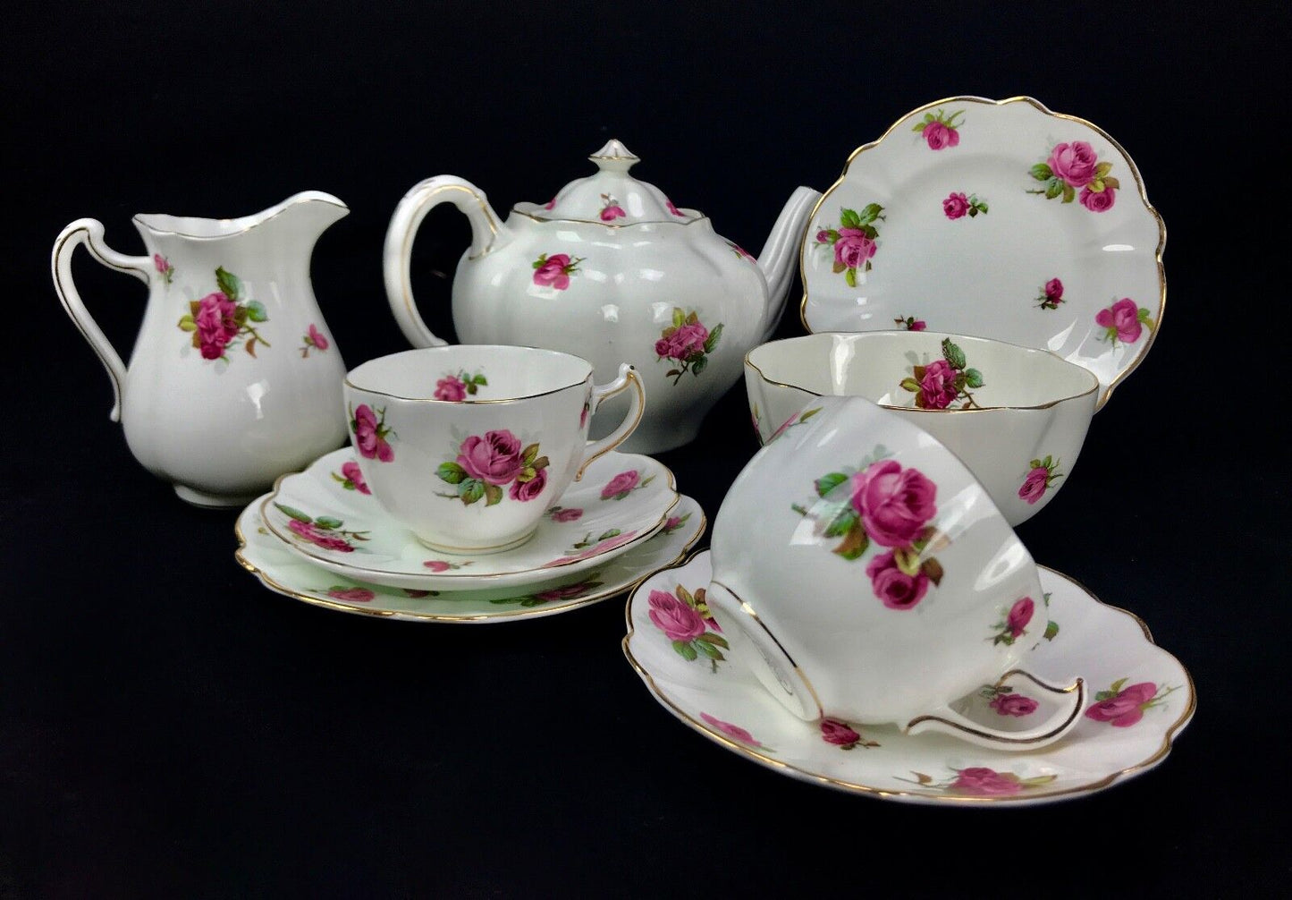 Victorian China Tea Set By Waring And Gillow London / Rose Bud / Tea Pot RARE
