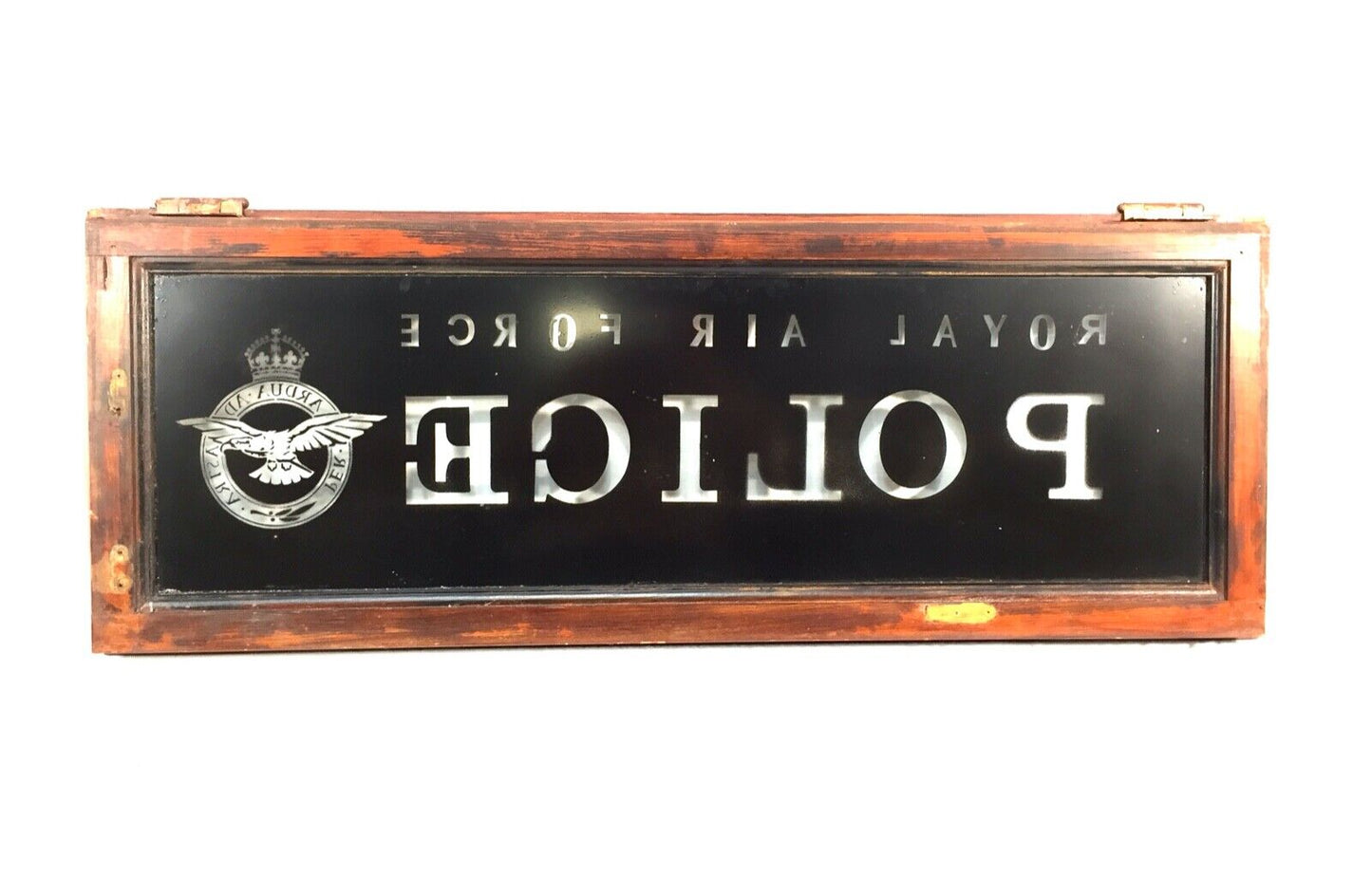 Antique Advertising - RAF Police (Royal Air Force) Salvaged Glass Window / Sign