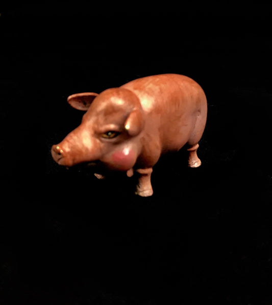 Vintage Pig / Piglet Cold Painted Brass Match Vesta Case / Box / Holder