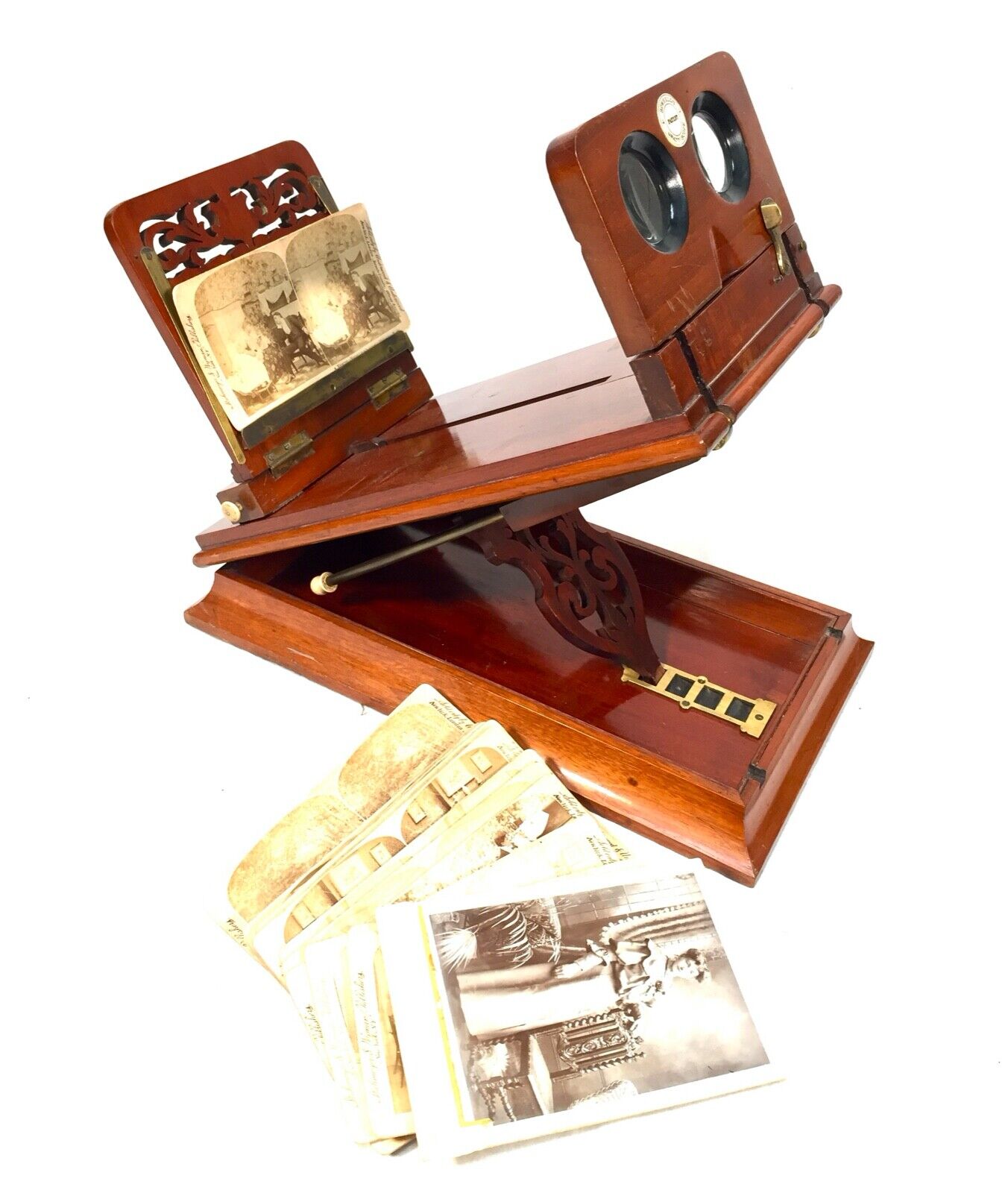 Antique Victorian Wooden Roswells Patent Stereo Viewer / Graphoscope c.1880