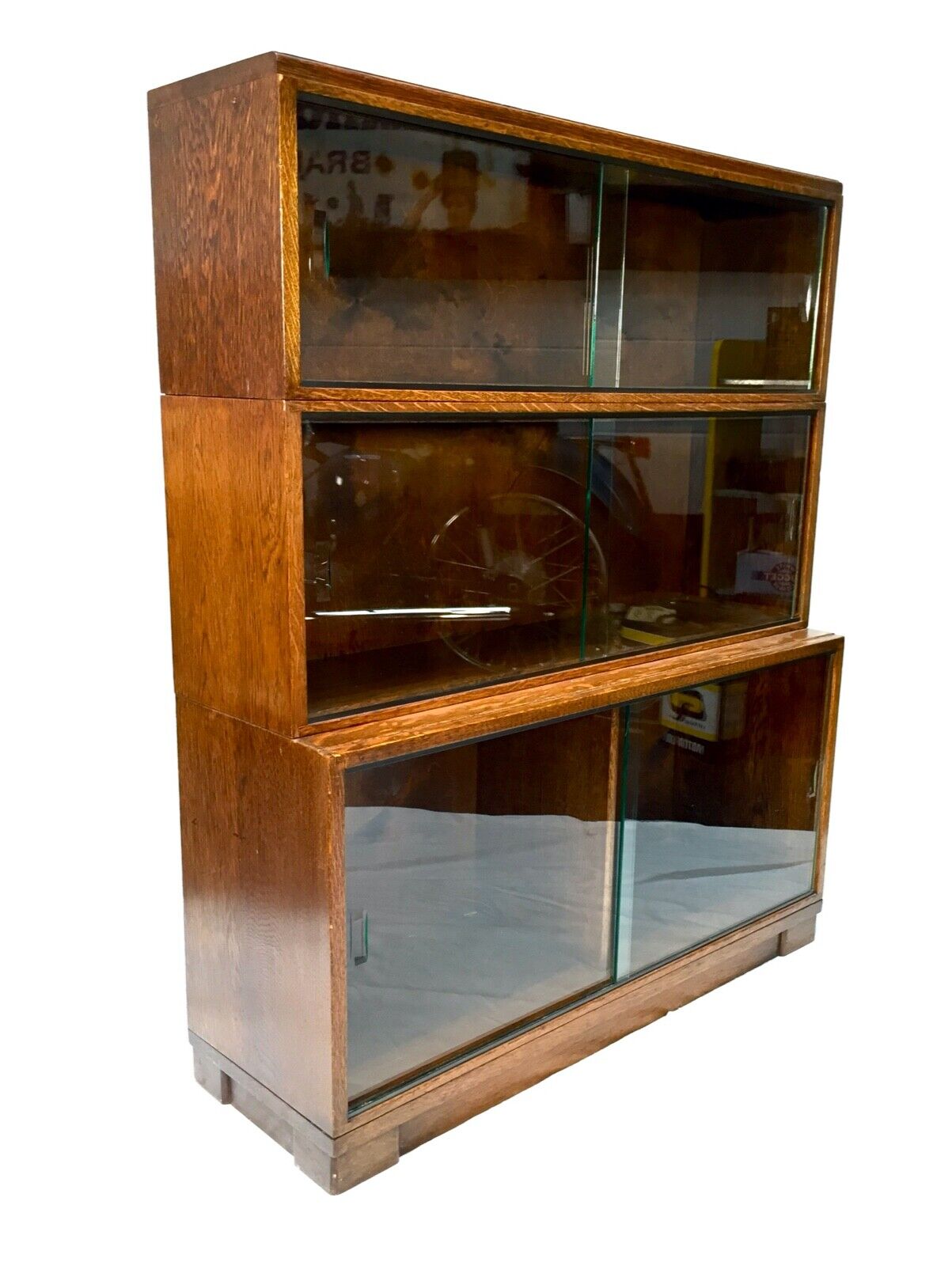 Glazed Oak Sectional Barristers Bookcase by Minty / Display Cabinet / Antique.