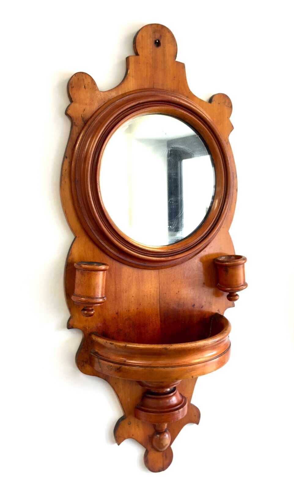 Antique Wooden Entrance Hall Mirror / Key Box / Unit / Wall Hanging / Large