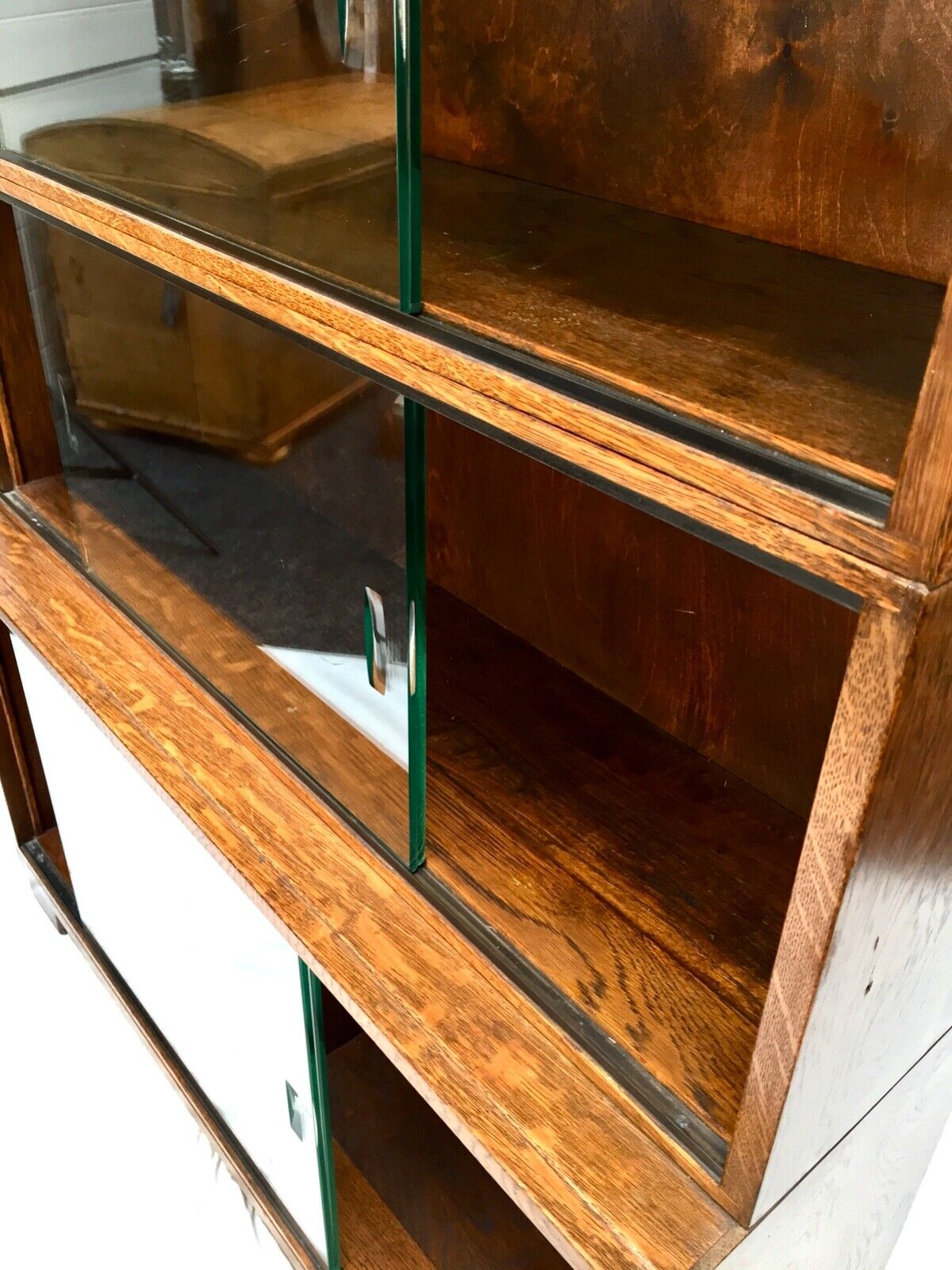 Glazed Oak Sectional Barristers Bookcase by Minty / Display Cabinet / Antique.