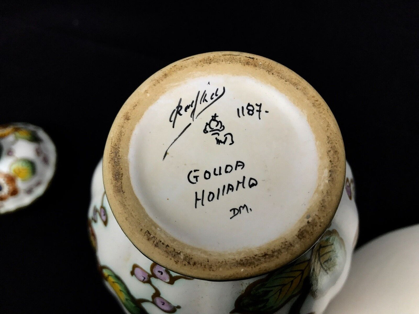 Gouda Pottery Set Of 3 - Jar / Vase / Plate / Regina / Cream / Yellow / 1950's