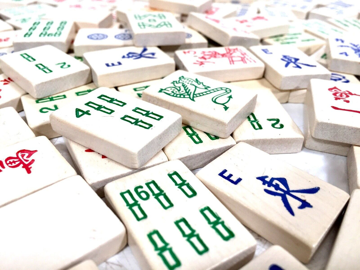 Vintage Wooden Painted Mahjong / Man Jong Tile Job Lot / Craft / Jewellery