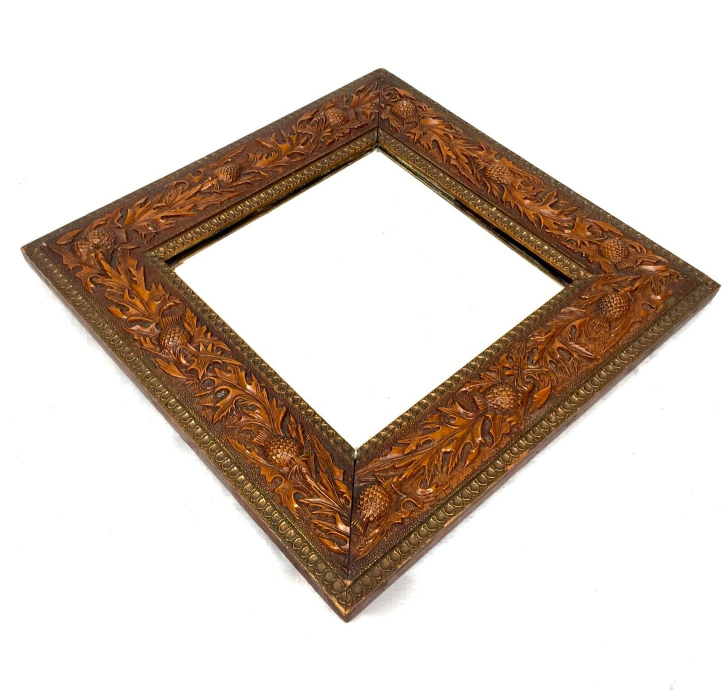 Antique Carved Wall Mirror / Wall Hanging / Left Foliage / c.1920