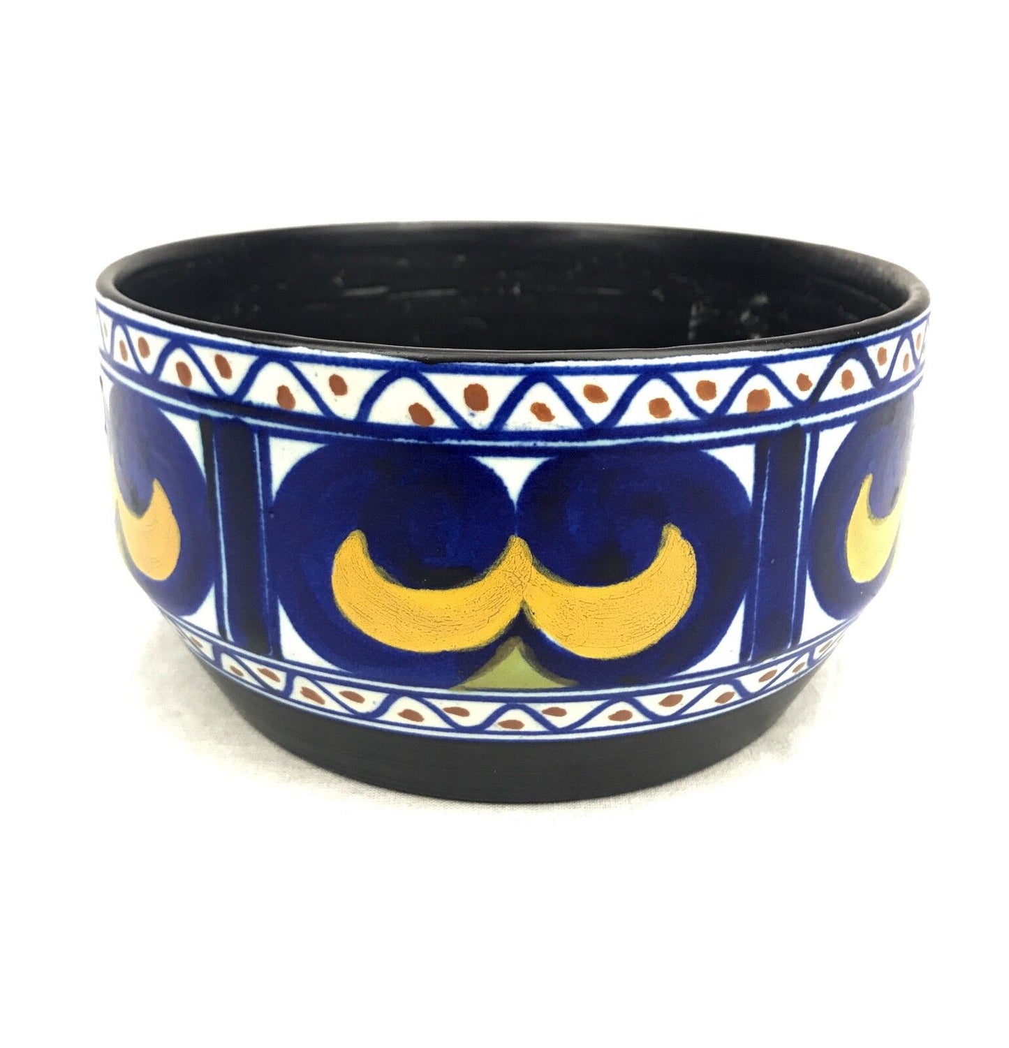 Gouda Pottery Bowl / Vase / Centre Piece / Art Deco 1920's / Blue / Yellow