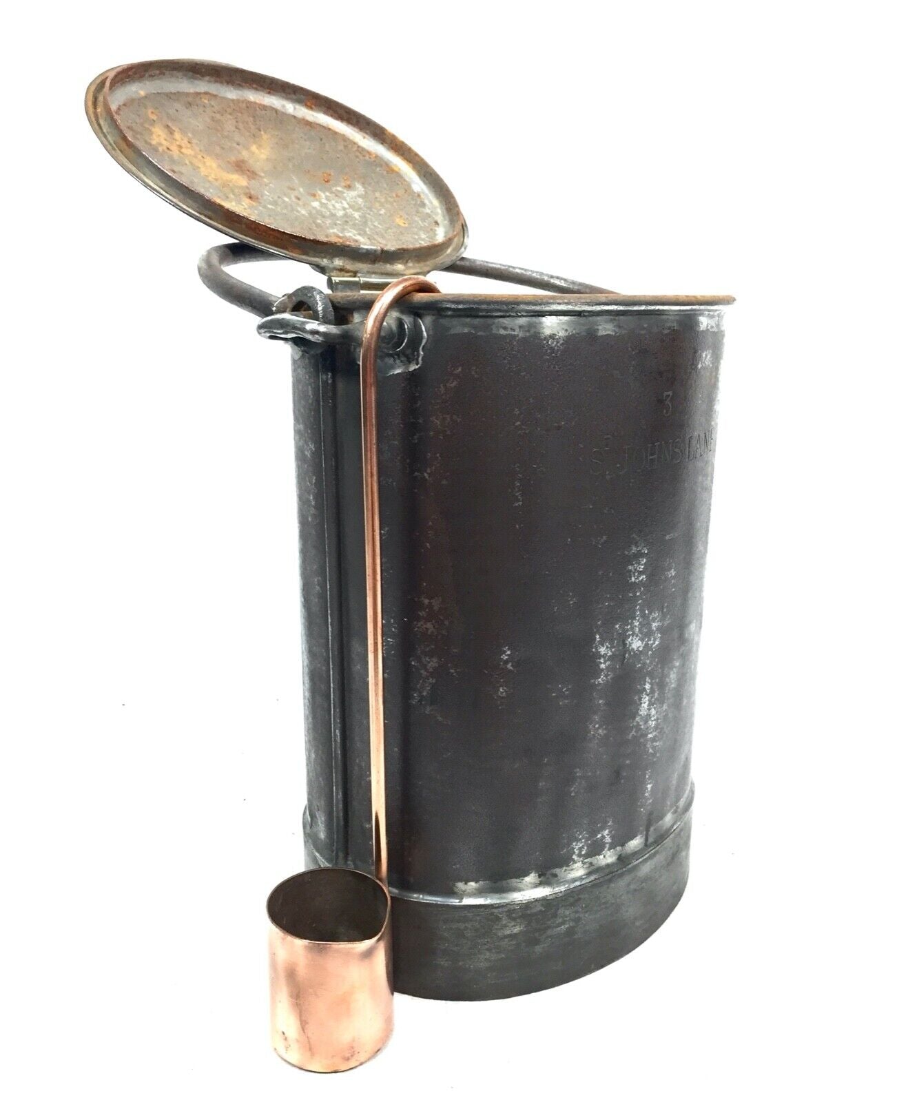 Antique Tin & Brass Cream Can with Copper Ladle / Dairy Farm / Country Kitchen
