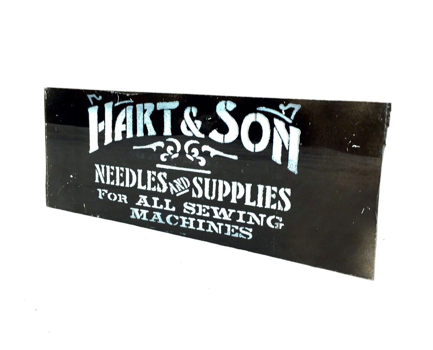 Antique Advertising - Haberdashery Shop Salvaged Glass Window Sign Hart & Son