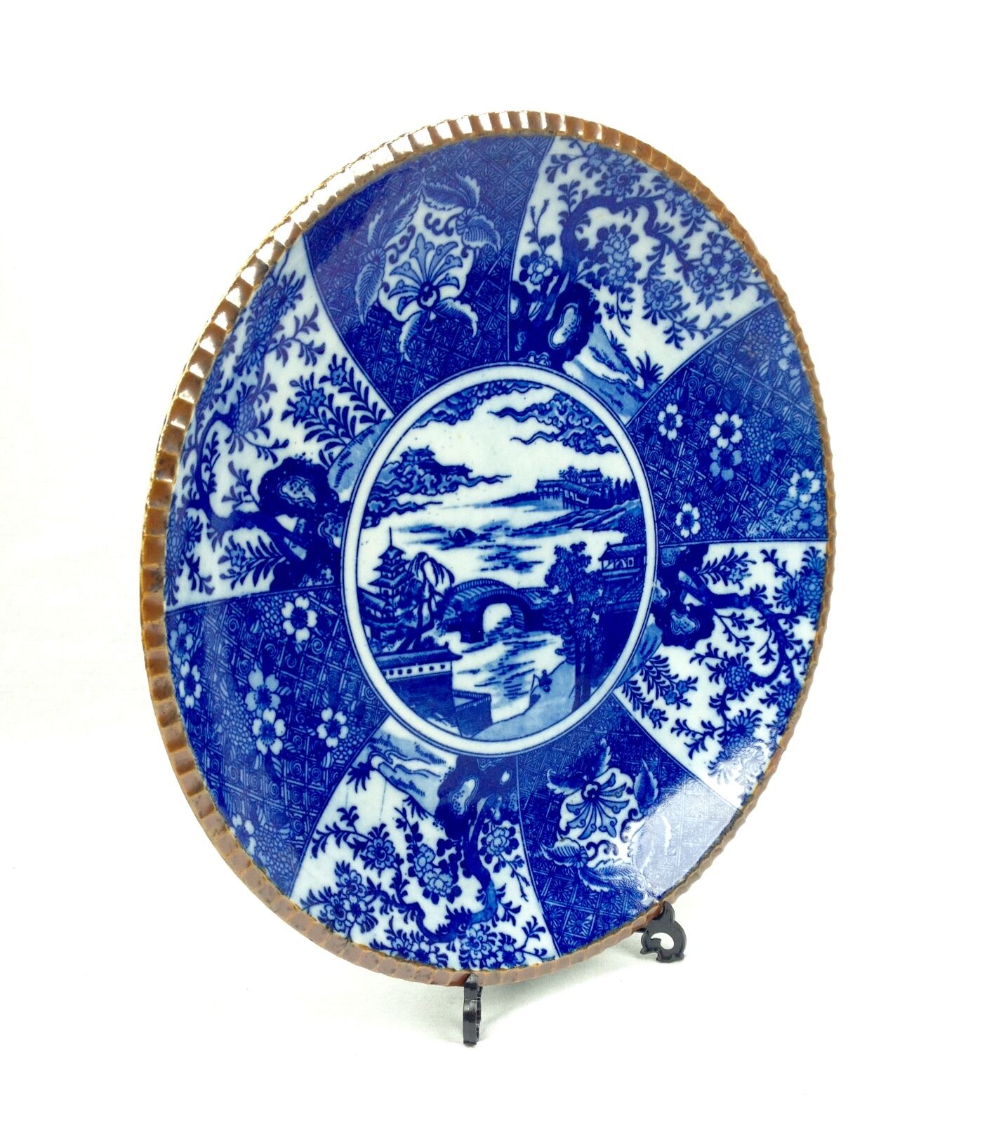 Antique Chinese Charger Plate / Blue And White Chinaware Large